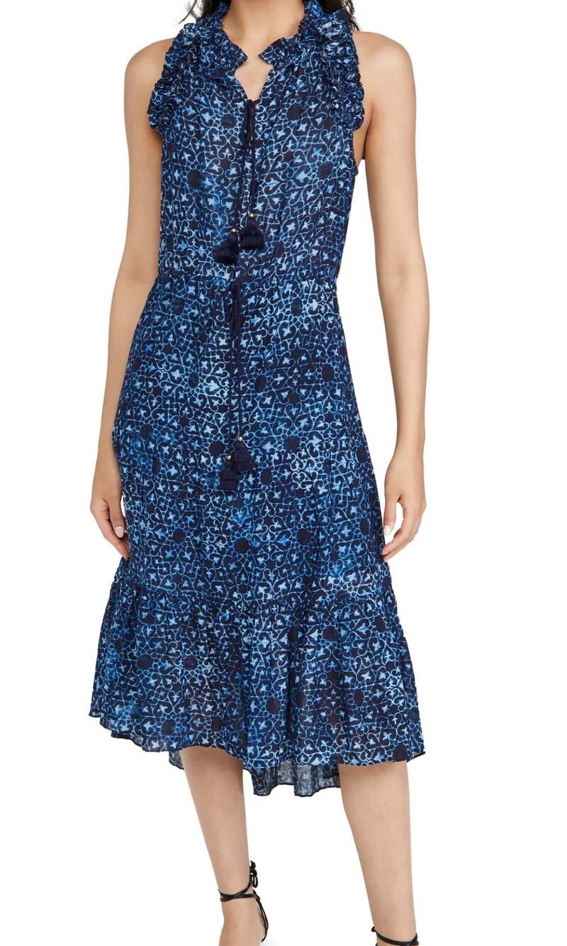 Figue Gabriella Dress in Mosaic Hearts Blue Size XS Boho Feminine Vacation